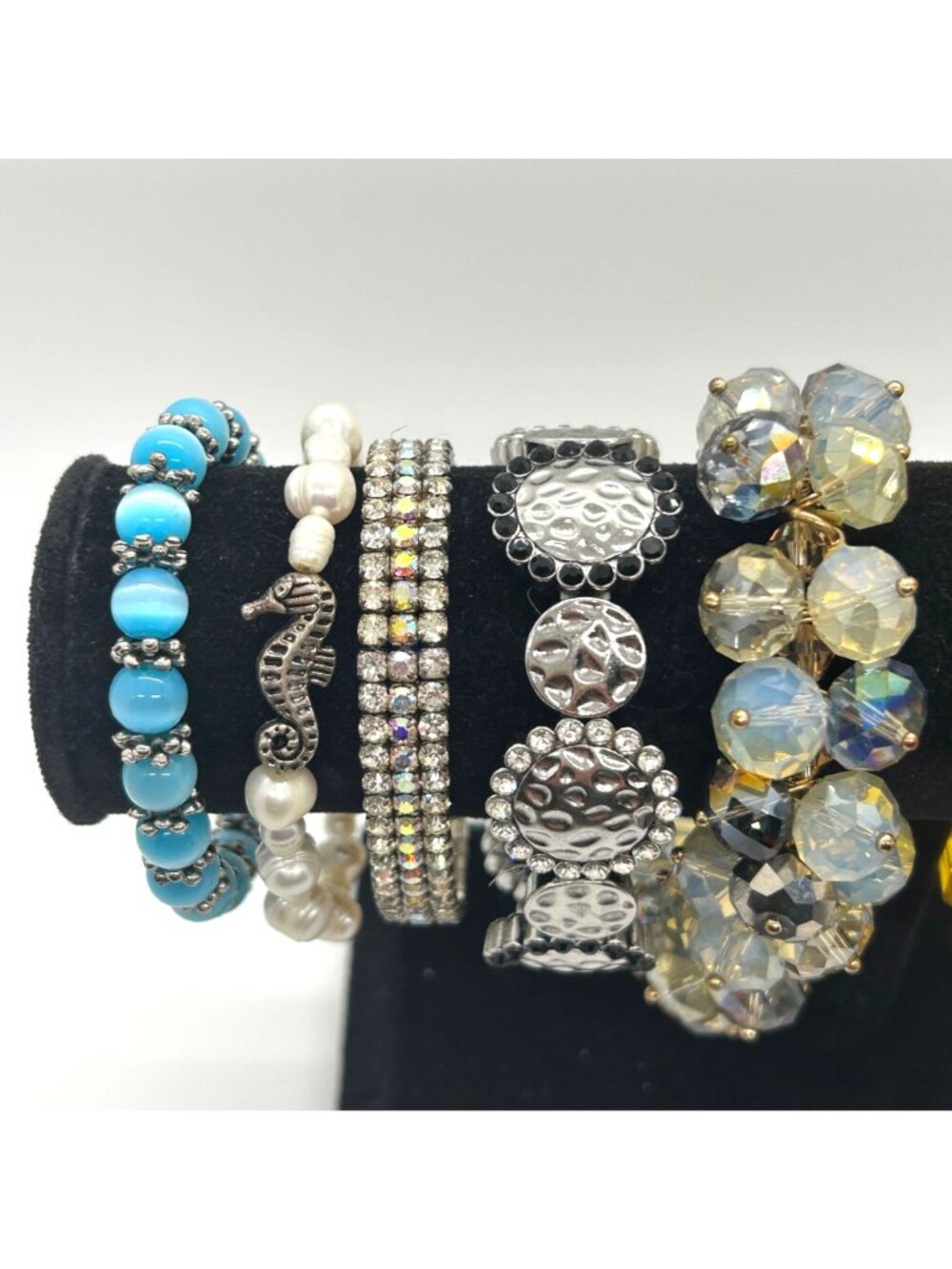 Beaded Stretch Bracelets Lot 10 Rhinestone Boho Stackable Fashion Jewelry - Picture 12 of 16